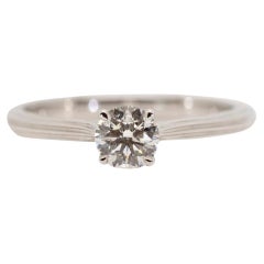 Classic 18K White Gold Ring with 0.40  ct  Natural Diamonds- GIA Certificate