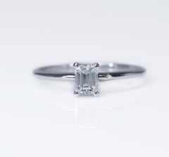 Classic 18K White Gold Ring with 0.41 carat Natural Diamond- GIA Certificate