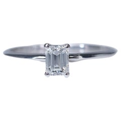 Classic 18K White Gold Ring with 0.41 carat Natural Diamond- GIA Certificate