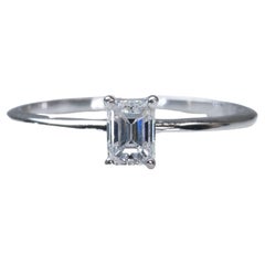 Bague classique en or blanc 18 carats avec diamant naturel de 0,71 carat, certificat IGI