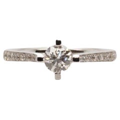Classic 18K White Gold Ring with 0.74  ct Natural Diamonds- GIA Certificate