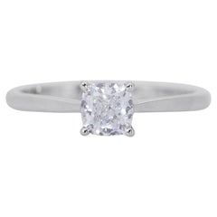 Bague classique en or blanc 18 carats solitaire en diamant Nature avec 1.05ct - Certifié GIA