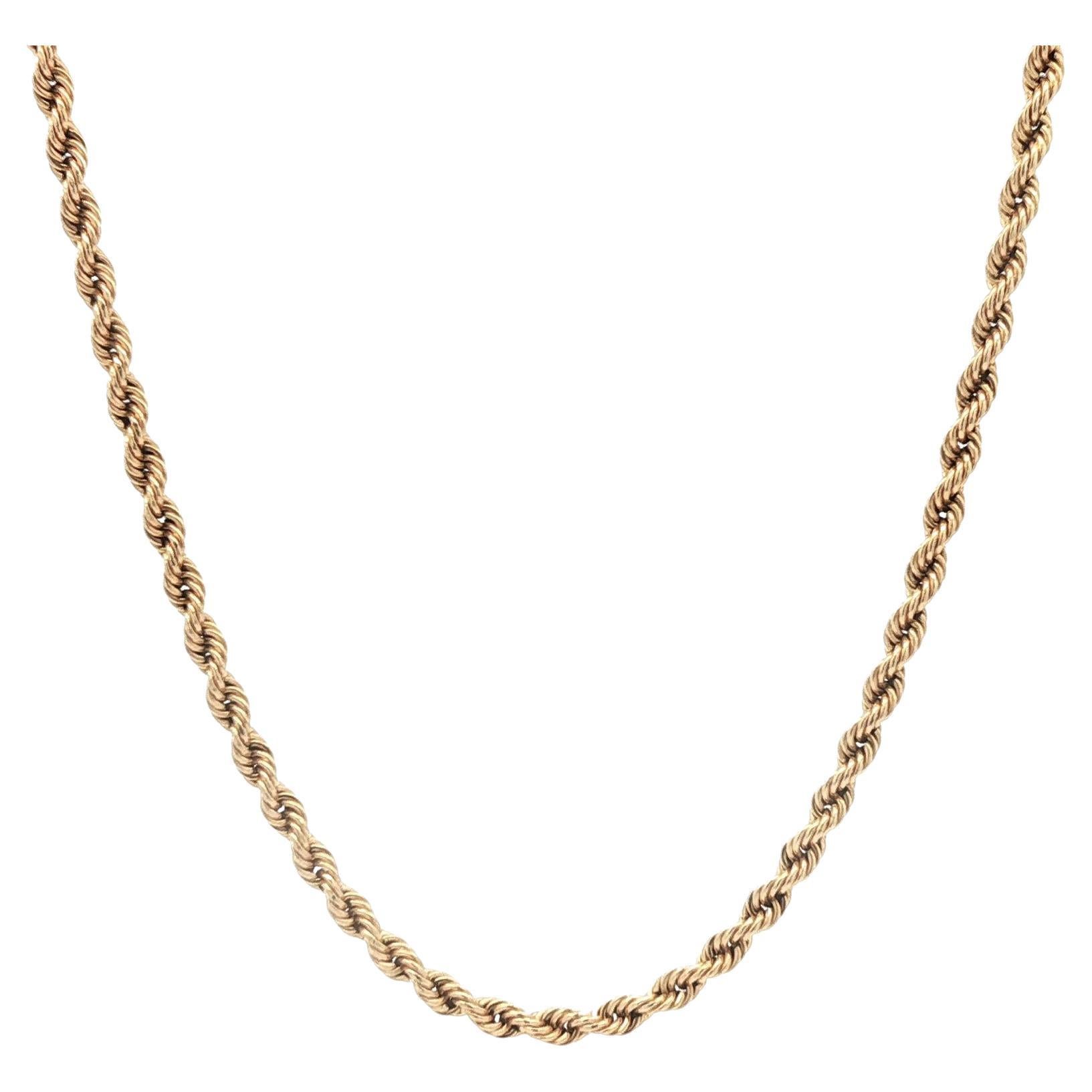Classic 18k Yellow Gold 17.5mm Rope Link Chain Necklace w/ Spring Ring Clasp
