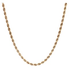 Classic 18k Yellow Gold 17.5mm Rope Link Chain Necklace w/ Spring Ring Clasp
