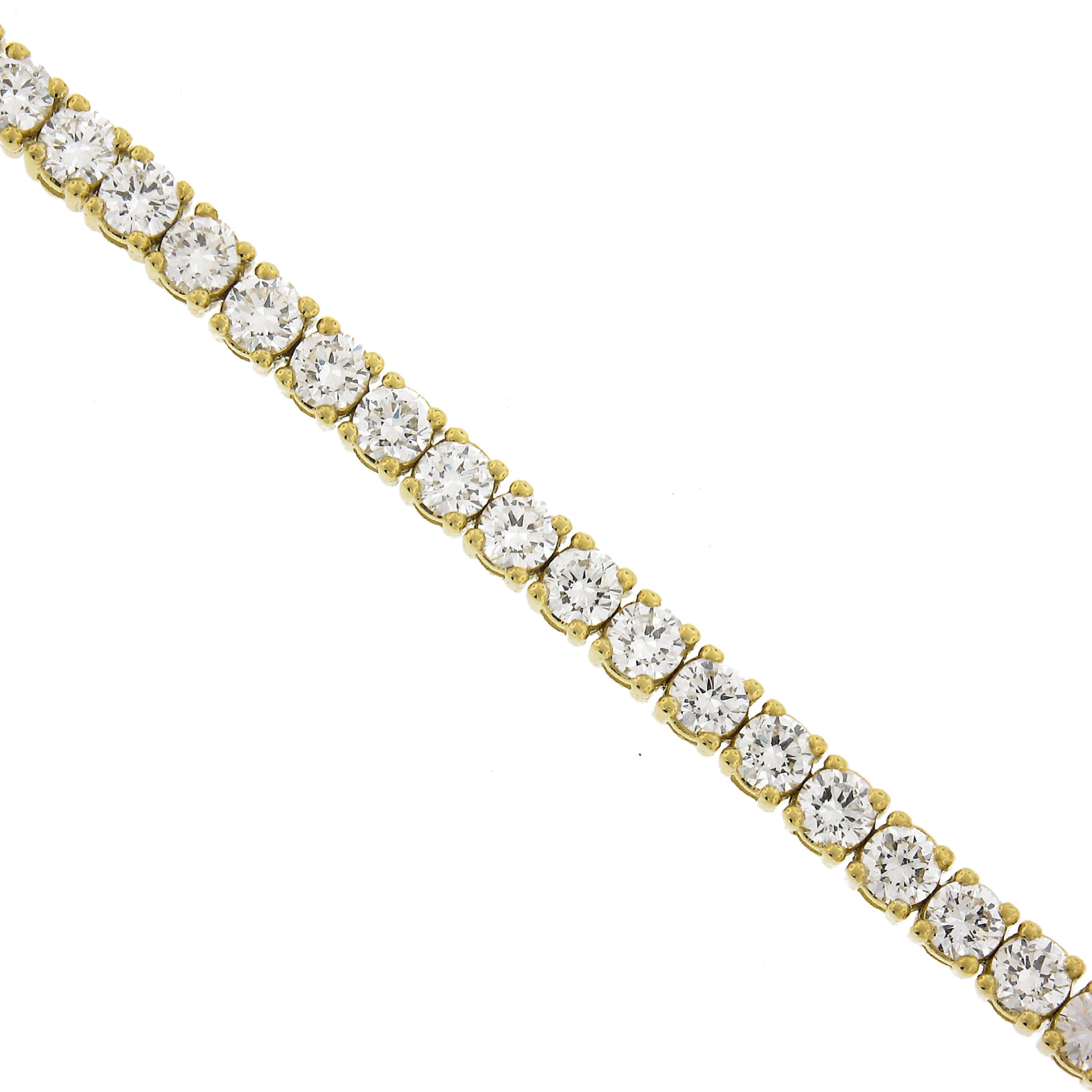 Classic 18k Yellow Gold 7.50ctw Round Brilliant Cut Diamond Line Tennis Bracelet In Excellent Condition For Sale In Montclair, NJ