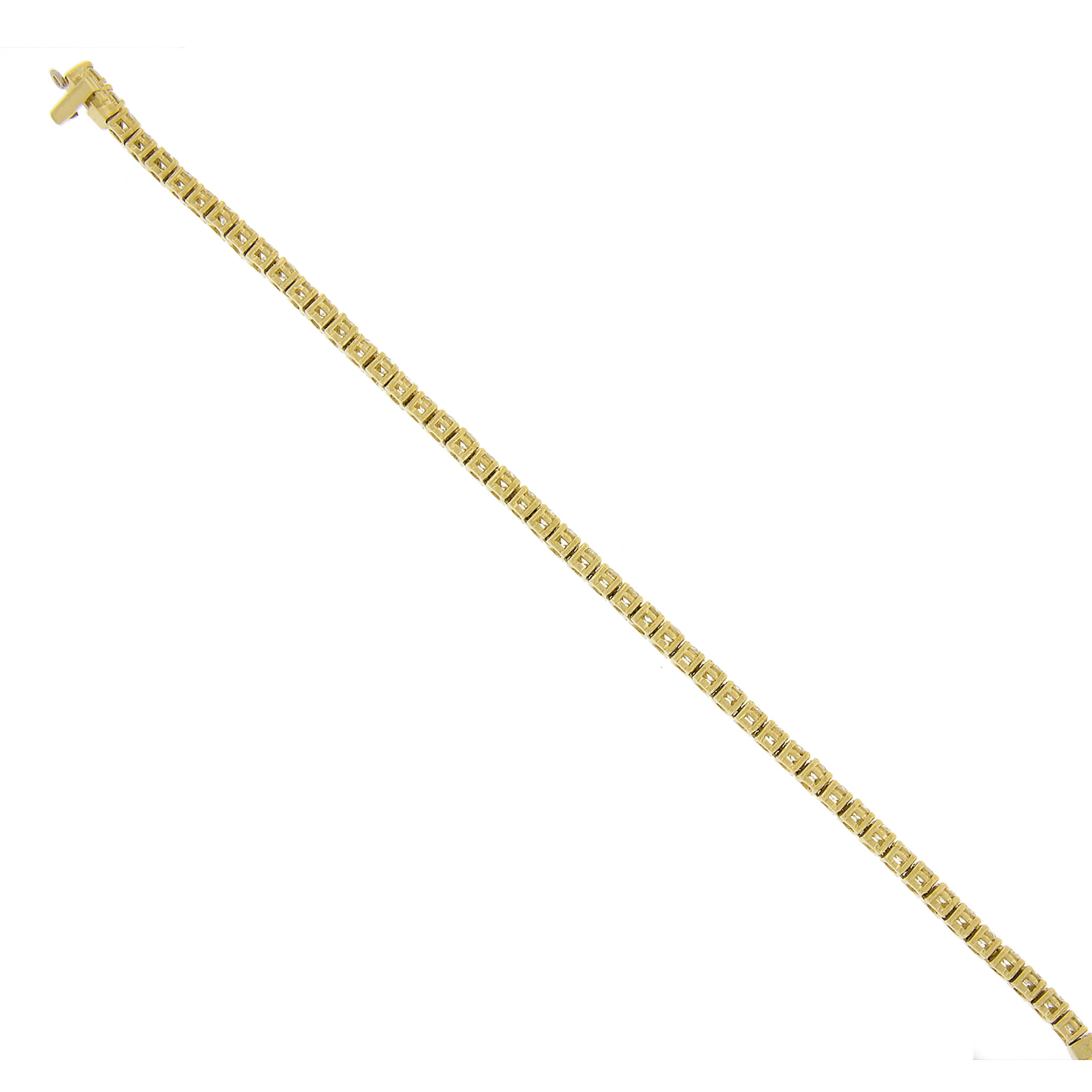 Classic 18k Yellow Gold 7.50ctw Round Brilliant Cut Diamond Line Tennis Bracelet For Sale 1