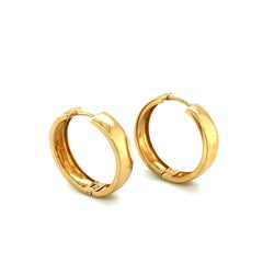 Classic 18K Yellow Gold Hoop Earrings with Hinged Snap Closure
