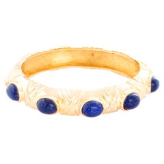 Bracelet classique en or jaune 18 carats en lapis-lazuli