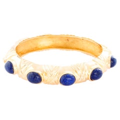 Classic 18K Yellow Gold Lapis Lazuli Bangle