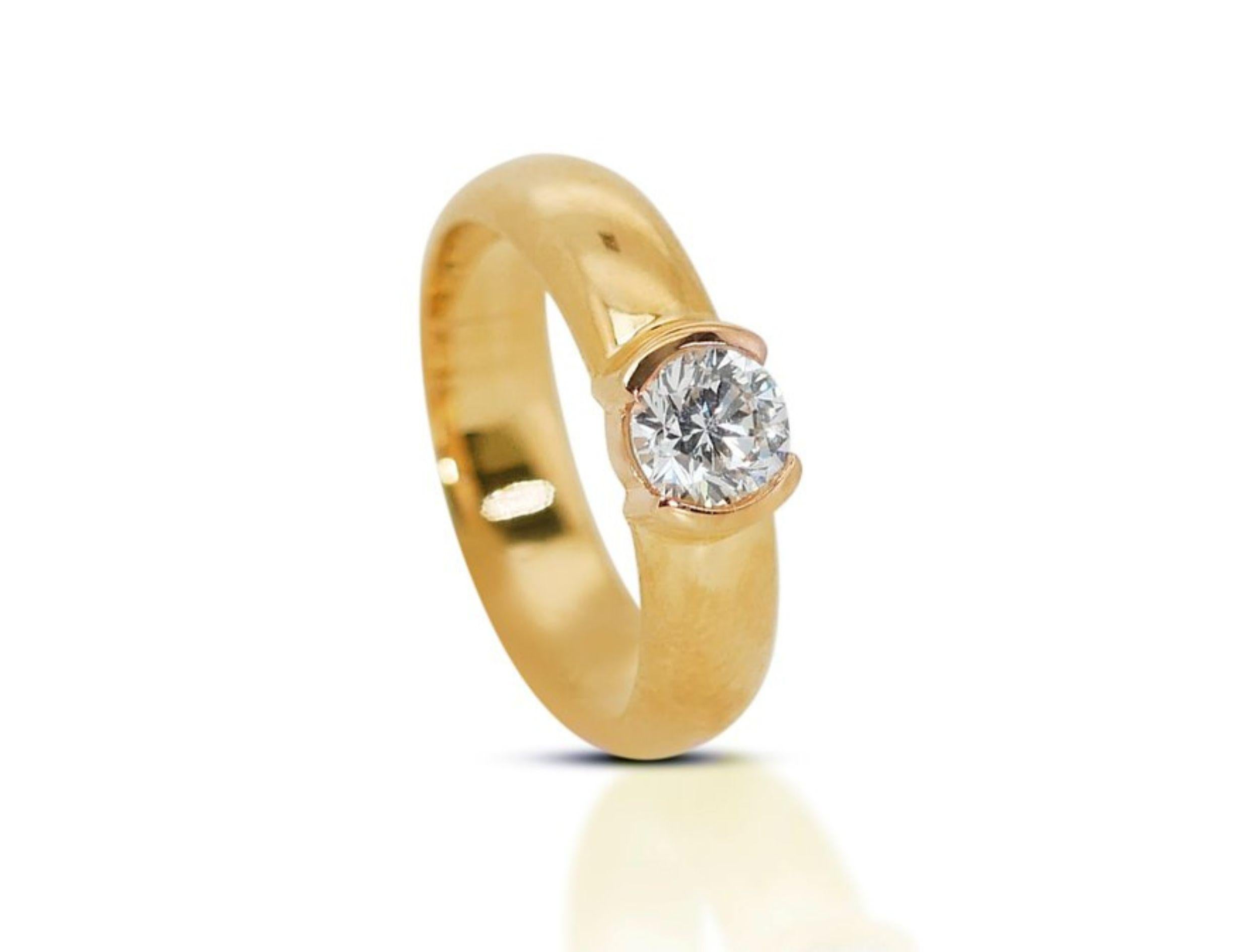 Classic 18K Gelbgold Solitär Ring Damen