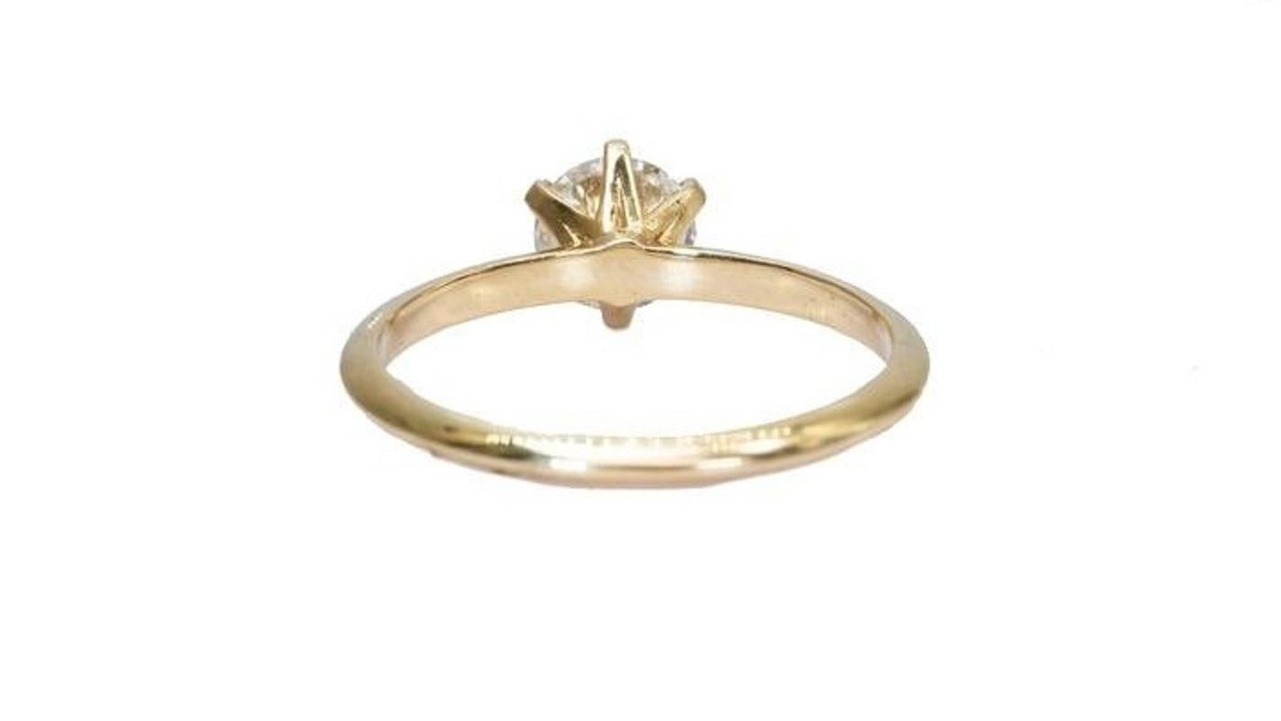 Taille ronde Bague solitaire classique en or jaune 18 carats avec diamant naturel de 1,18 carat, certifi GIA en vente