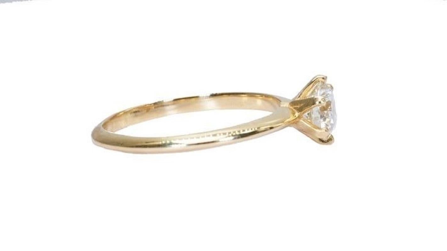 Bague solitaire classique en or jaune 18 carats avec diamant naturel de 1,18 carat, certifi GIA en vente 1