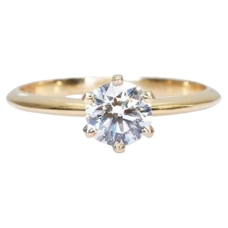 Classic 18K Yellow Gold Solitaire Ring with 1.18 ct Natural Diamond- GIA Cert For Sale