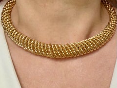 Klassisches Set aus Torque-Halskette und Armbändern aus 18-karätigem Gelbgold-Vermeil und Sterlingsilber