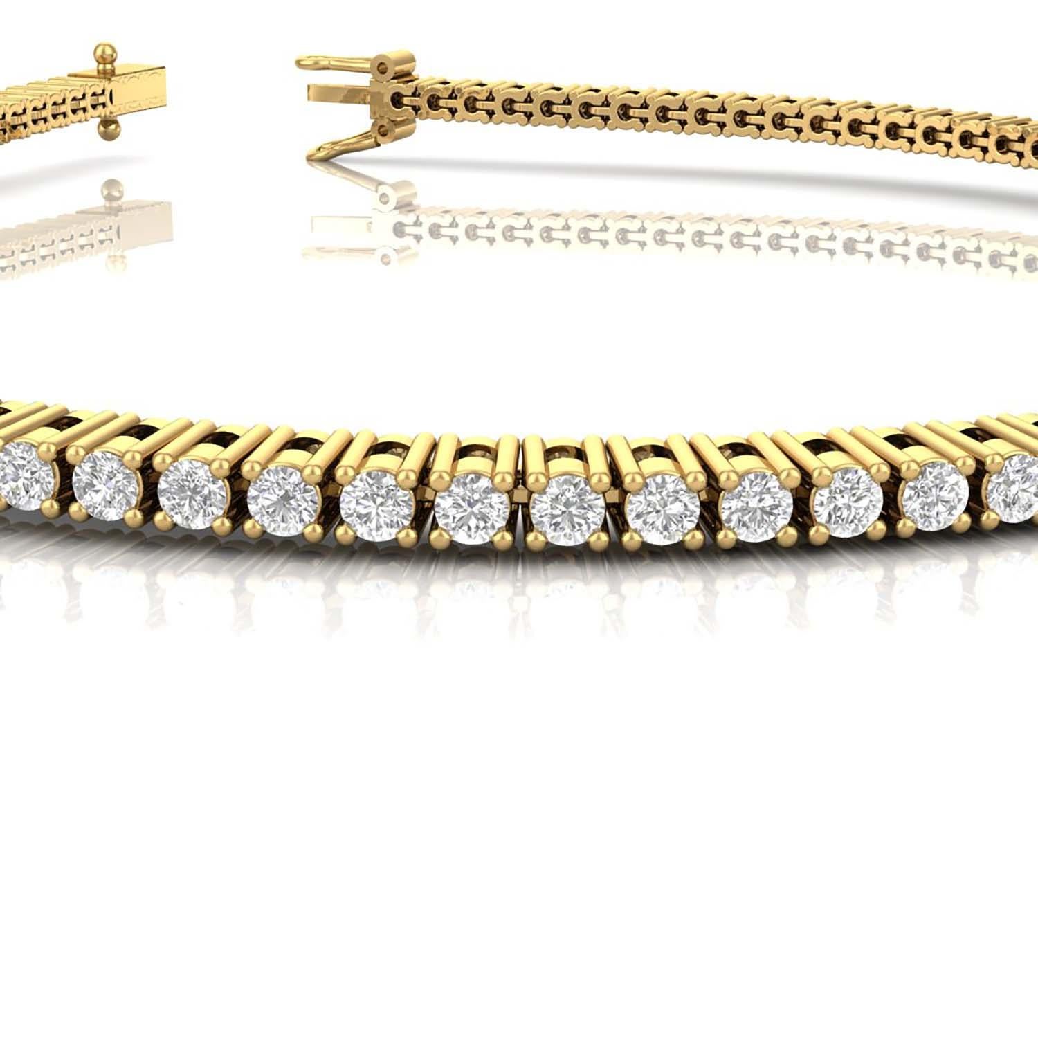 Bracelet de tennis classique en or jaune 18 carats avec diamants, 7 pouces en vente 2