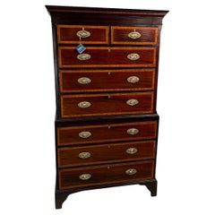 Classic 18th Century English Inlaid Chest on Chest