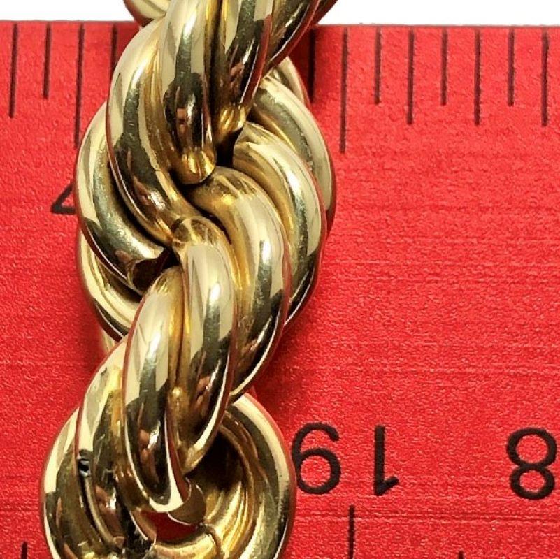 Classic Long Rope Necklace in 14k Yellow Gold with Invisible Clasp In Good Condition In Palm Beach, FL