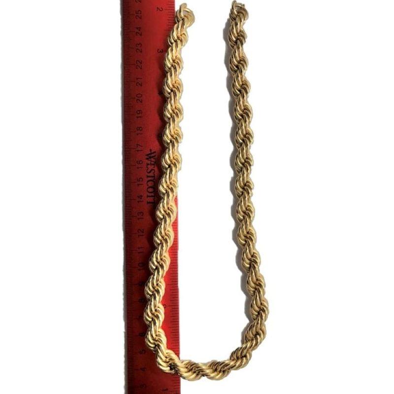 Women's Classic Long Rope Necklace in 14k Yellow Gold with Invisible Clasp