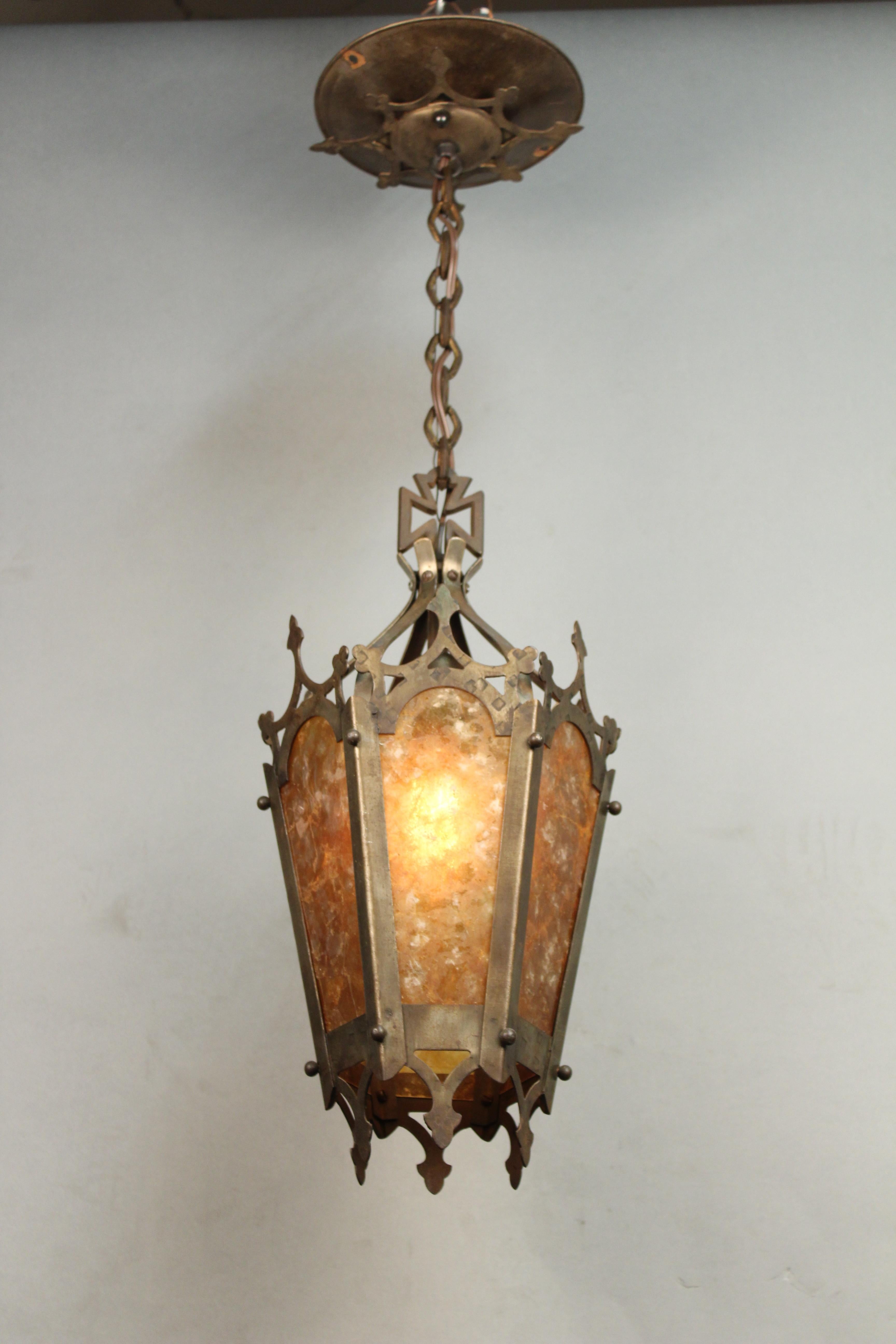 North American Classic 1920s Spanish Revival Mica Faceted Pendant
