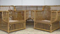 Classic 1930s American Art Deco Stick Wicker Sofa and Chairs