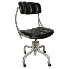 Classic 1930s DoMore Industrial Swivel Adjustable Rolling Desk Chair