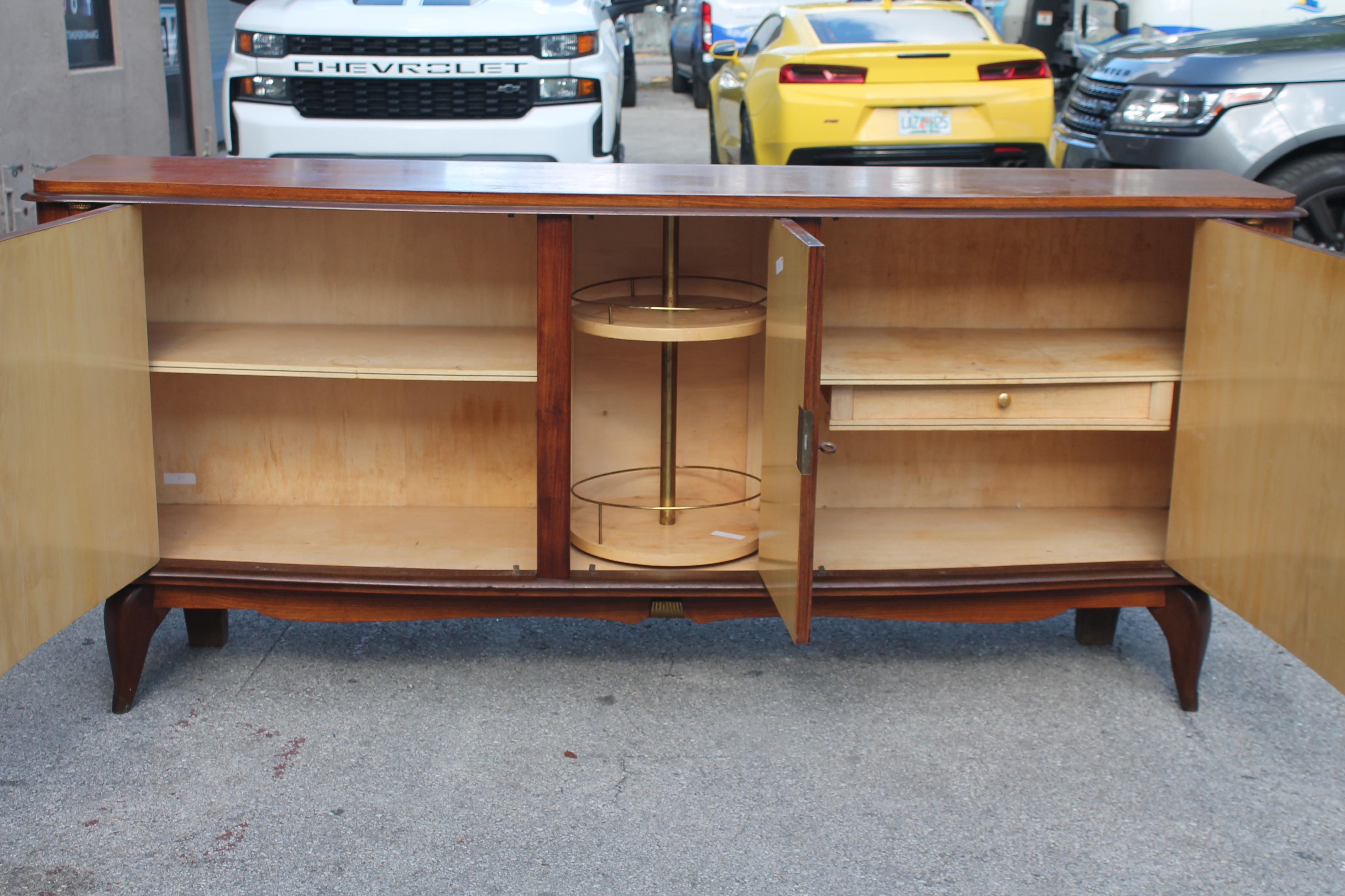 Berlin Iron Classic 1940's French Art Deco Palisander Buffet / Sideboard Style Jules Leleu For Sale
