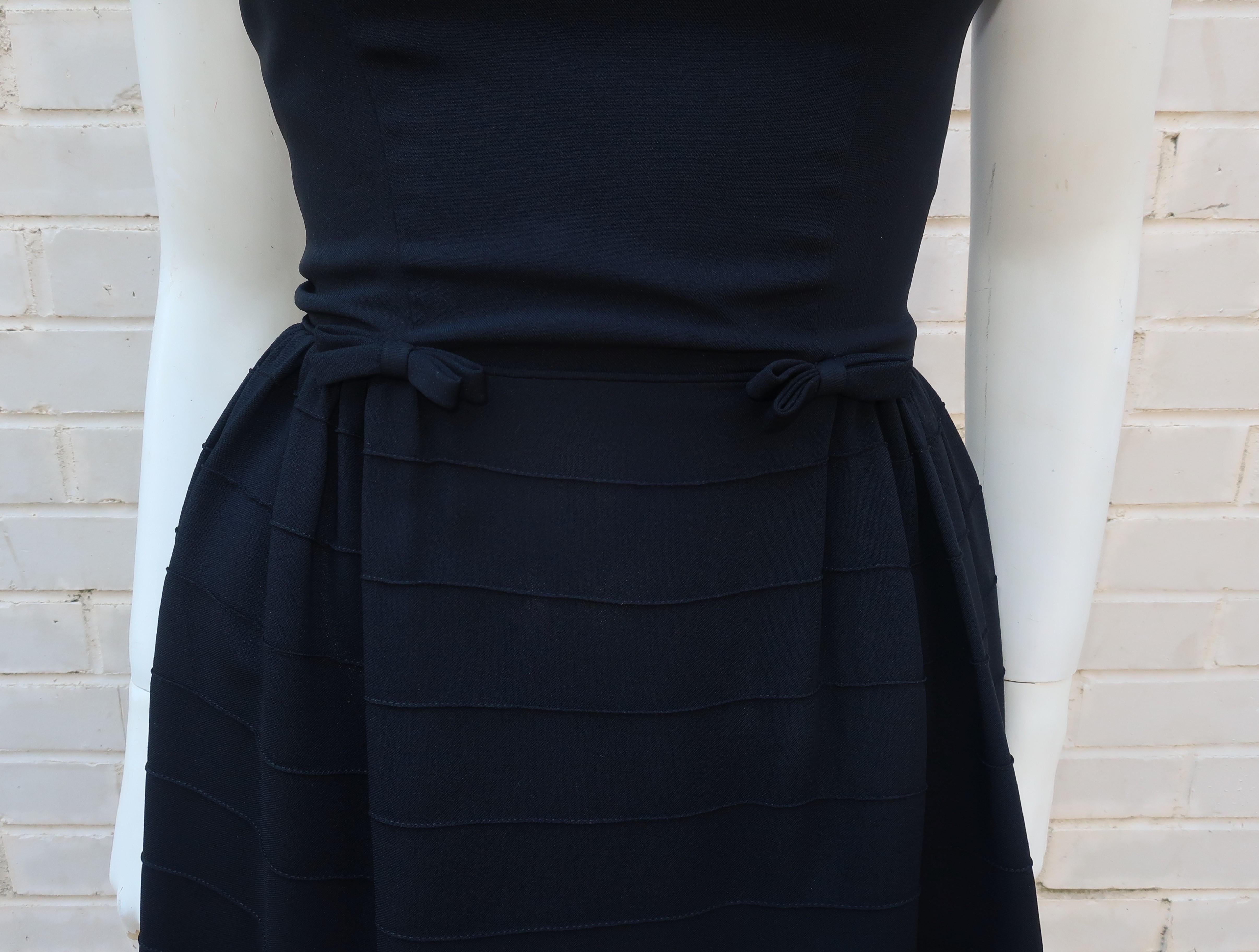 Classic 1950's Best & Company Little Black Dress With Bows In Good Condition In Atlanta, GA