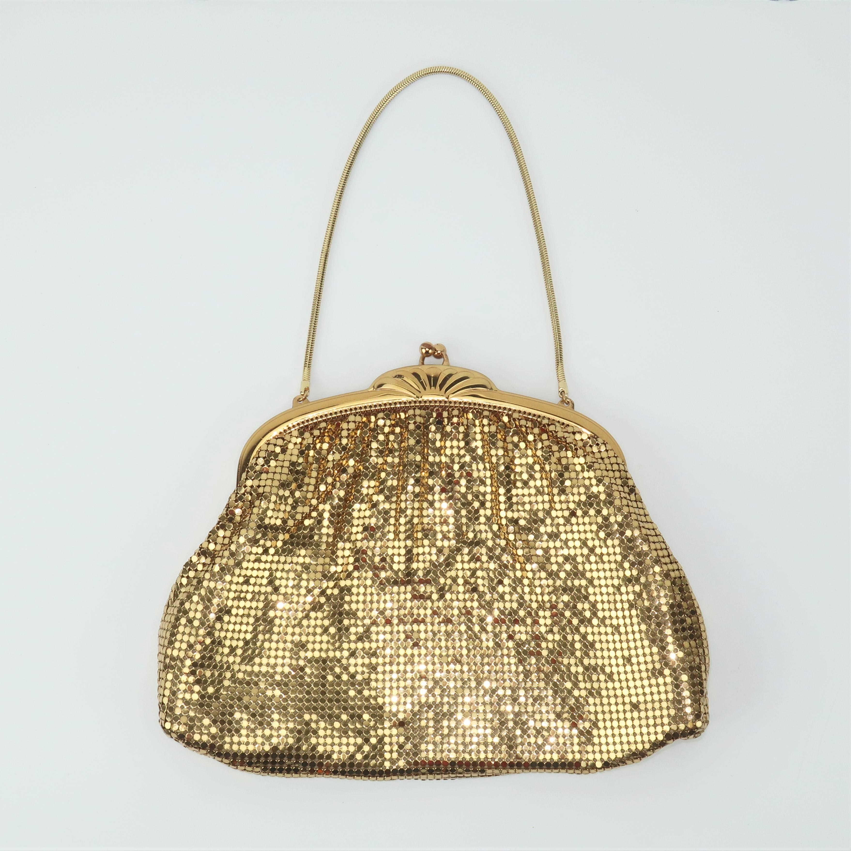 Brown Classic 1950’s Whiting & Davis Gold Mesh Evening Handbag