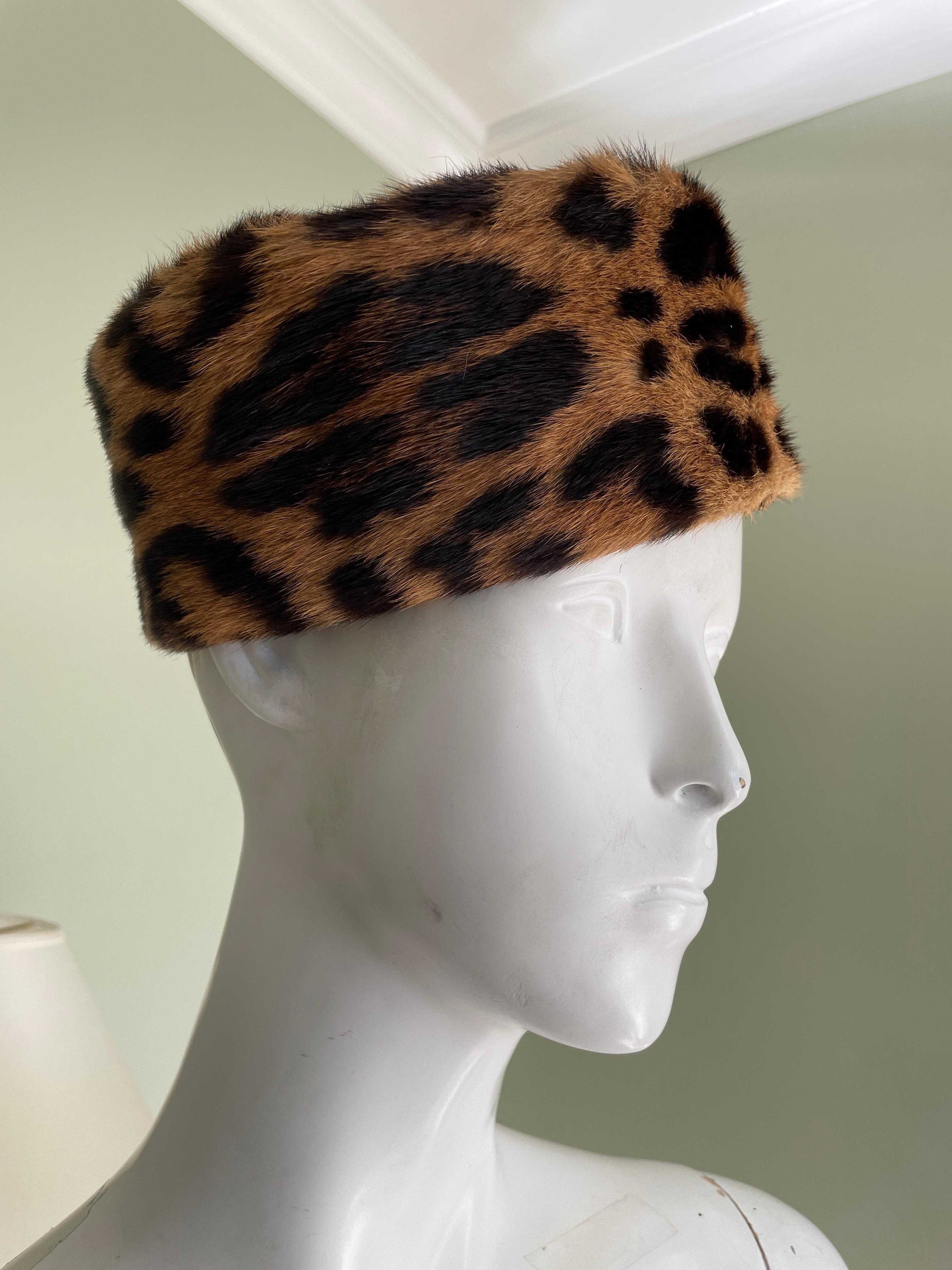 Beige Classic 1960 Animal Print Pillbox Hat