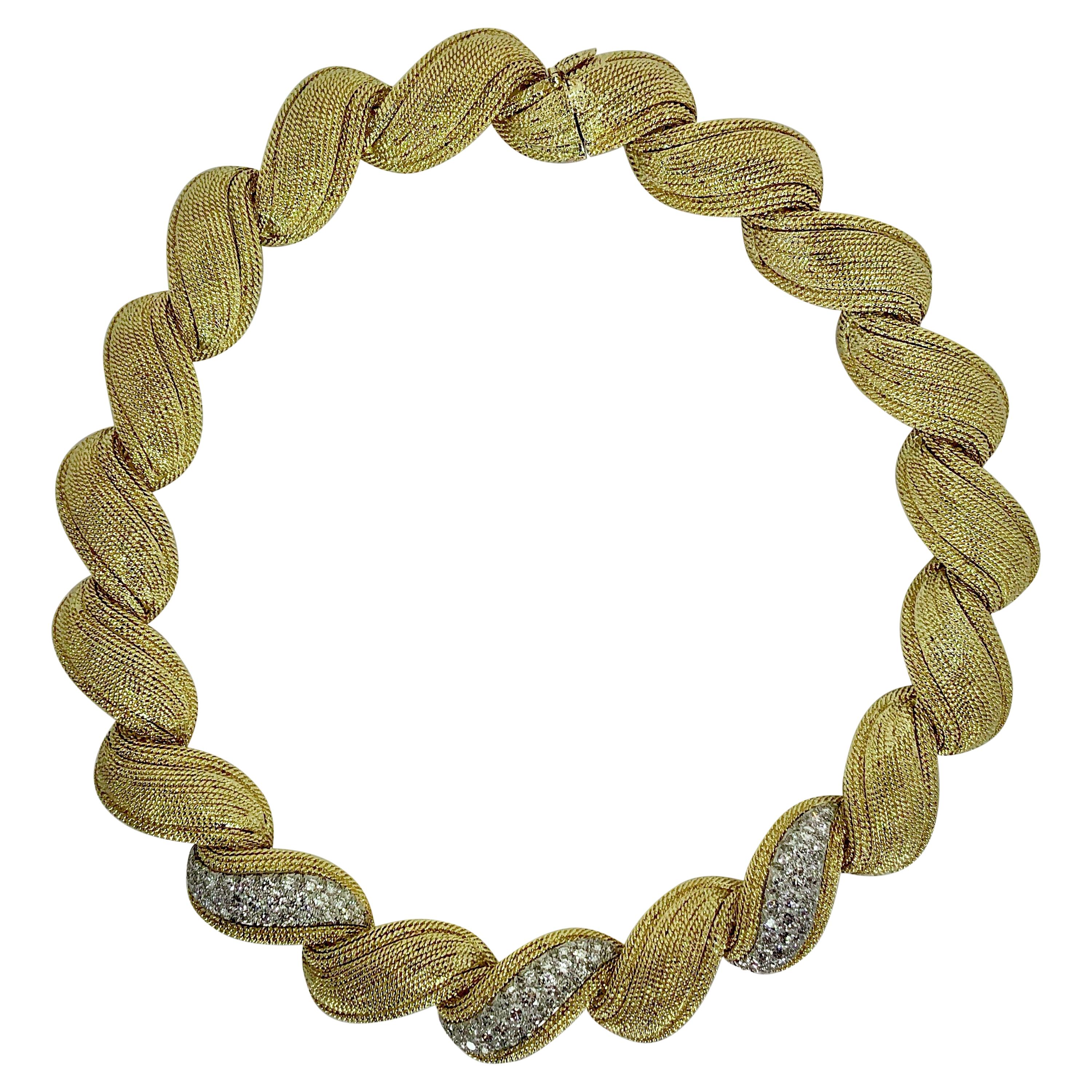 Classic 1960s Yellow Gold, Platinum and Diamond Choker Necklace