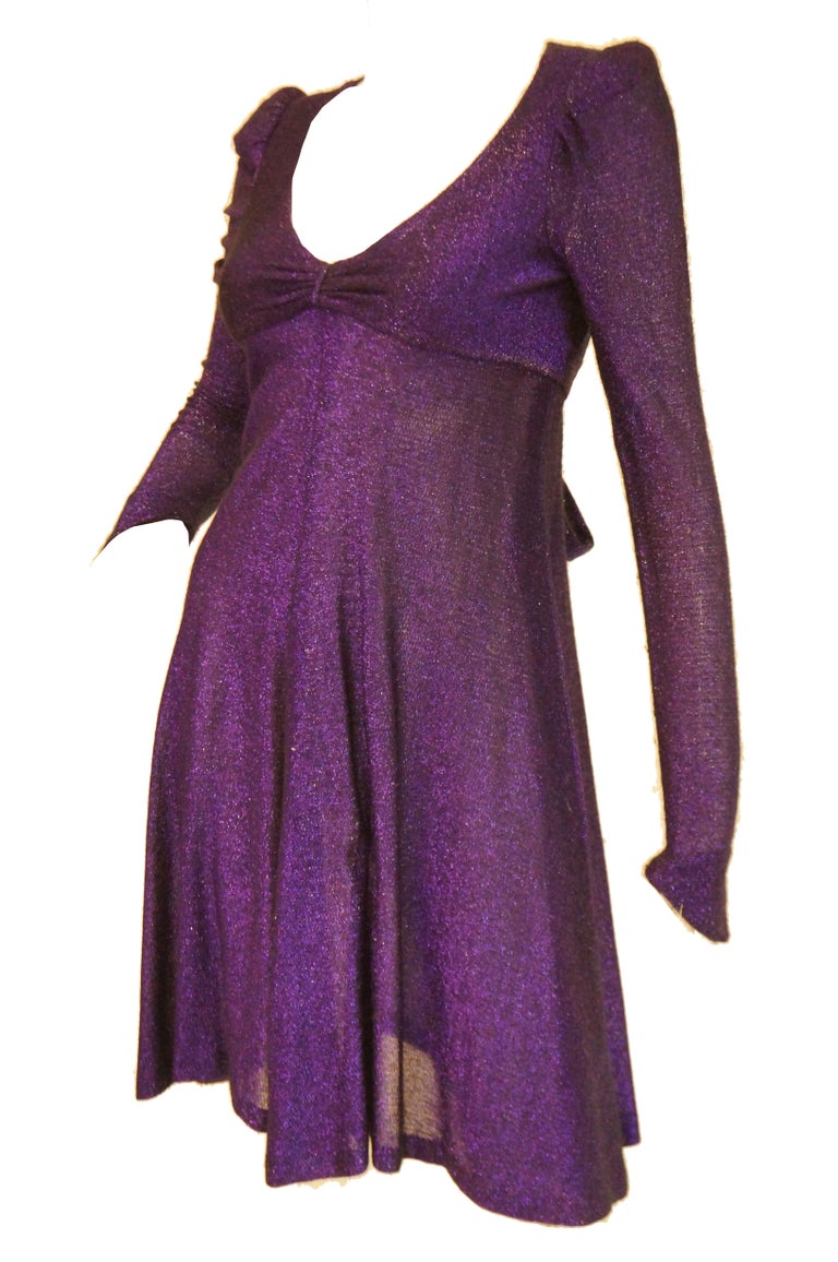 Classic 1970s Biba by Barbara Hulanicki Purple Metallic Lame Party