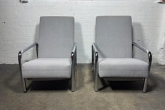 Sedie da salotto reclinabili cromate classiche degli anni '70 di Milo Baughman