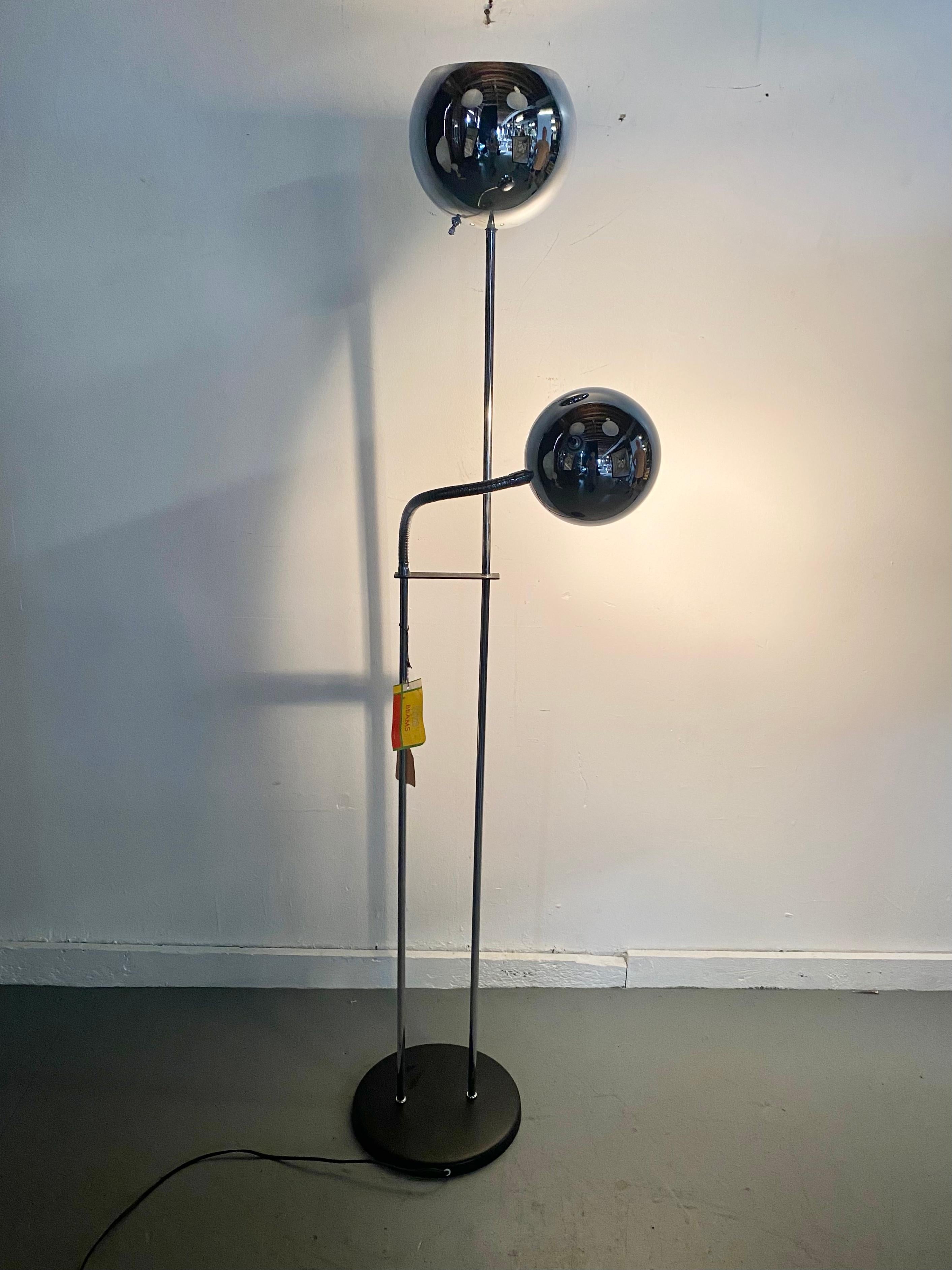Space Age Classic 1970s Double Eye-Ball Chrome Floor Lamp by Lite Beams, After Sonneman For Sale