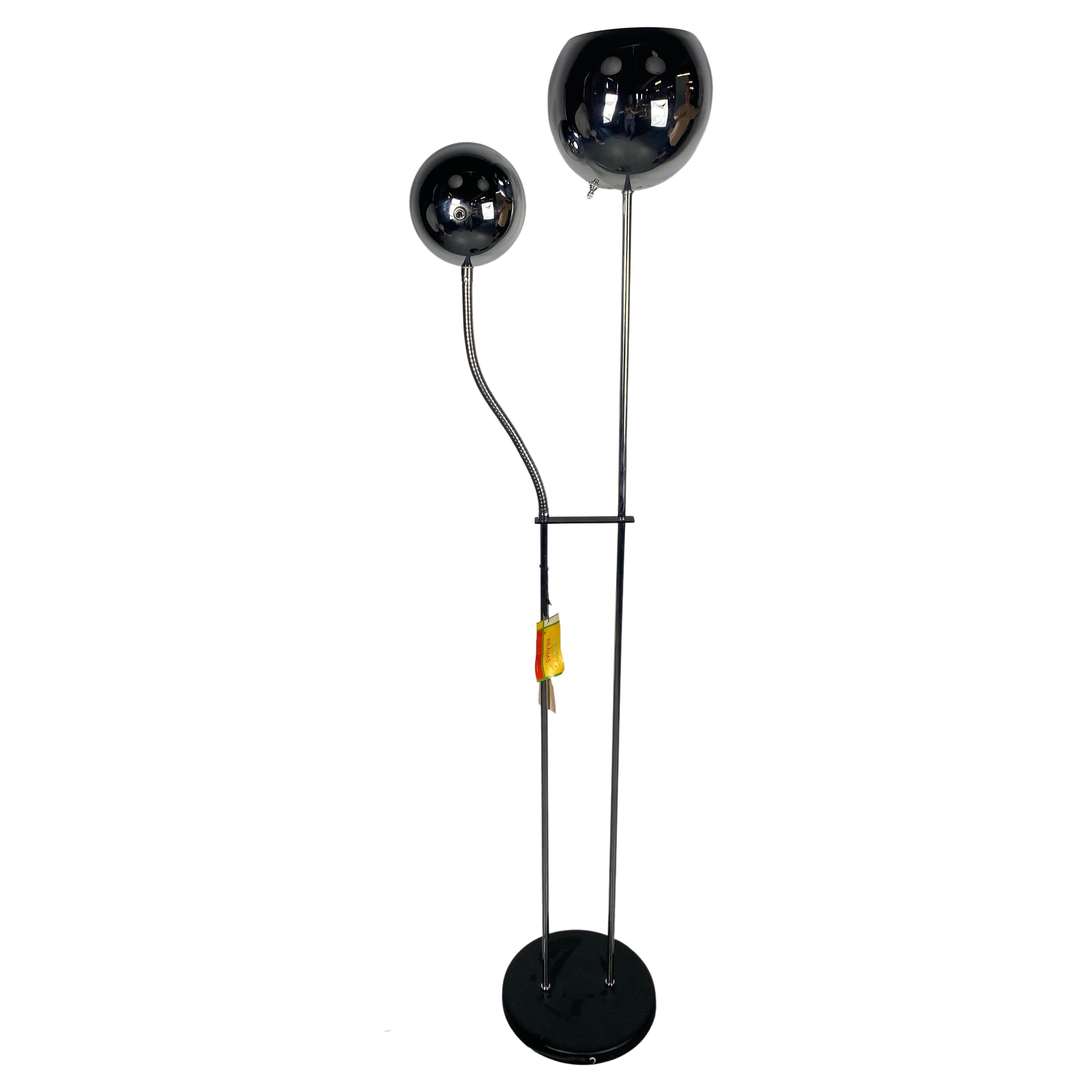 Classic 1970s Double Eye-Ball Chrome Floor Lamp by Lite Beams, After Sonneman For Sale