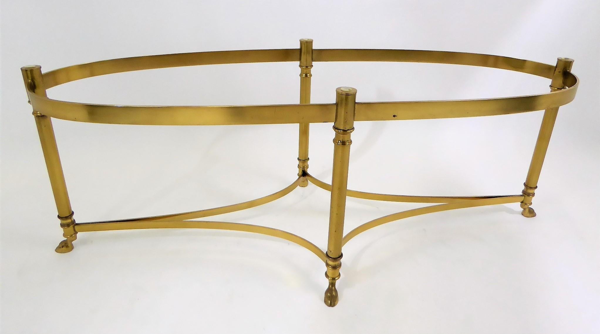 Classic 1970s Hollywood Regency Labarge Brass Hooved Foot Coffee Table 6