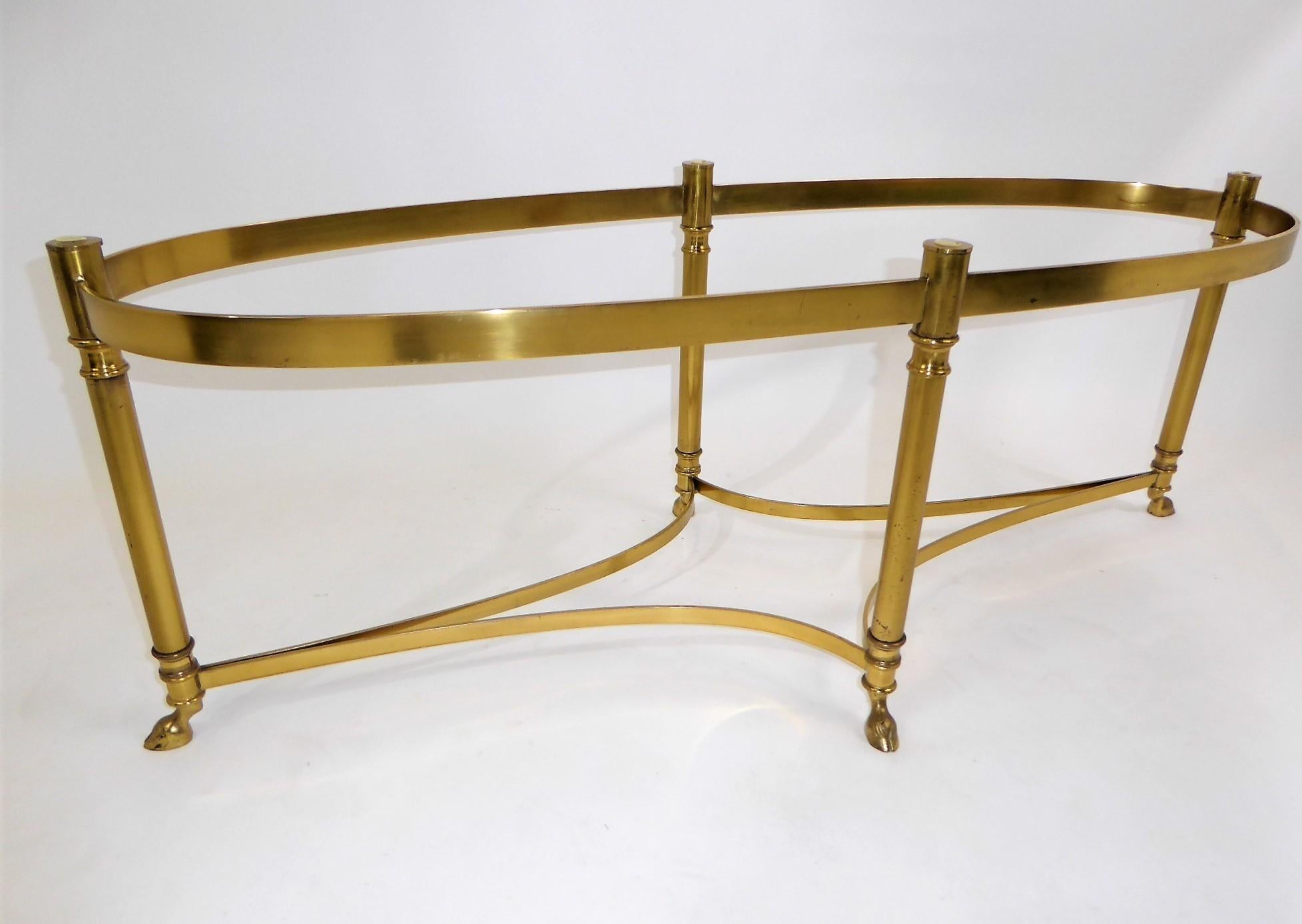 Classic 1970s Hollywood Regency Labarge Brass Hooved Foot Coffee Table 9