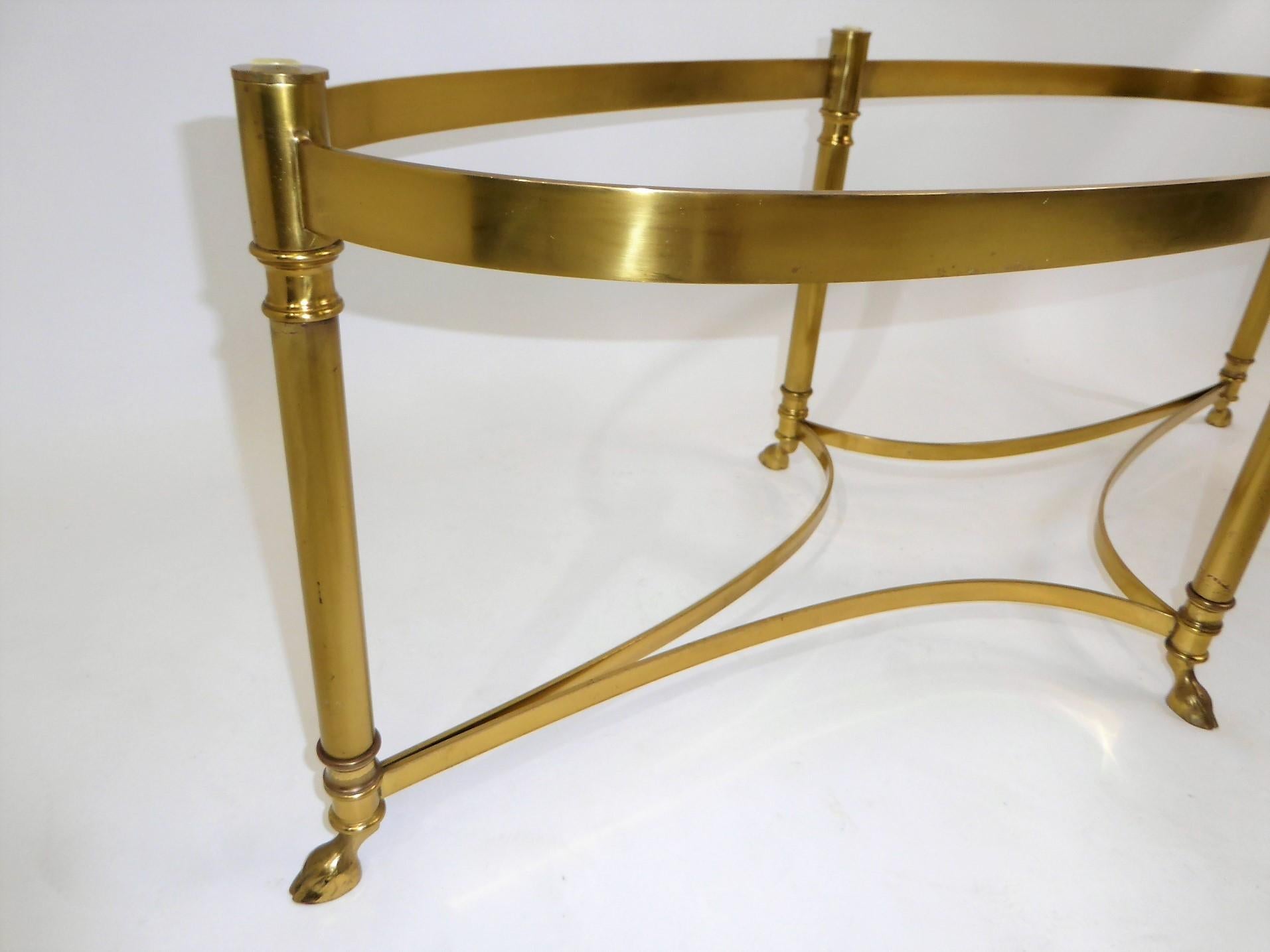 Classic 1970s Hollywood Regency Labarge Brass Hooved Foot Coffee Table 10