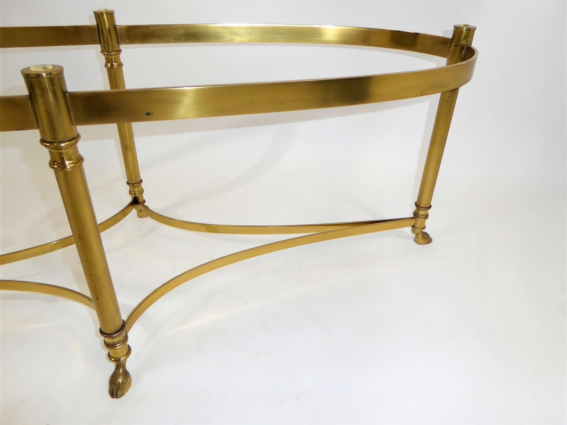 Classic 1970s Hollywood Regency Labarge Brass Hooved Foot Coffee Table 11
