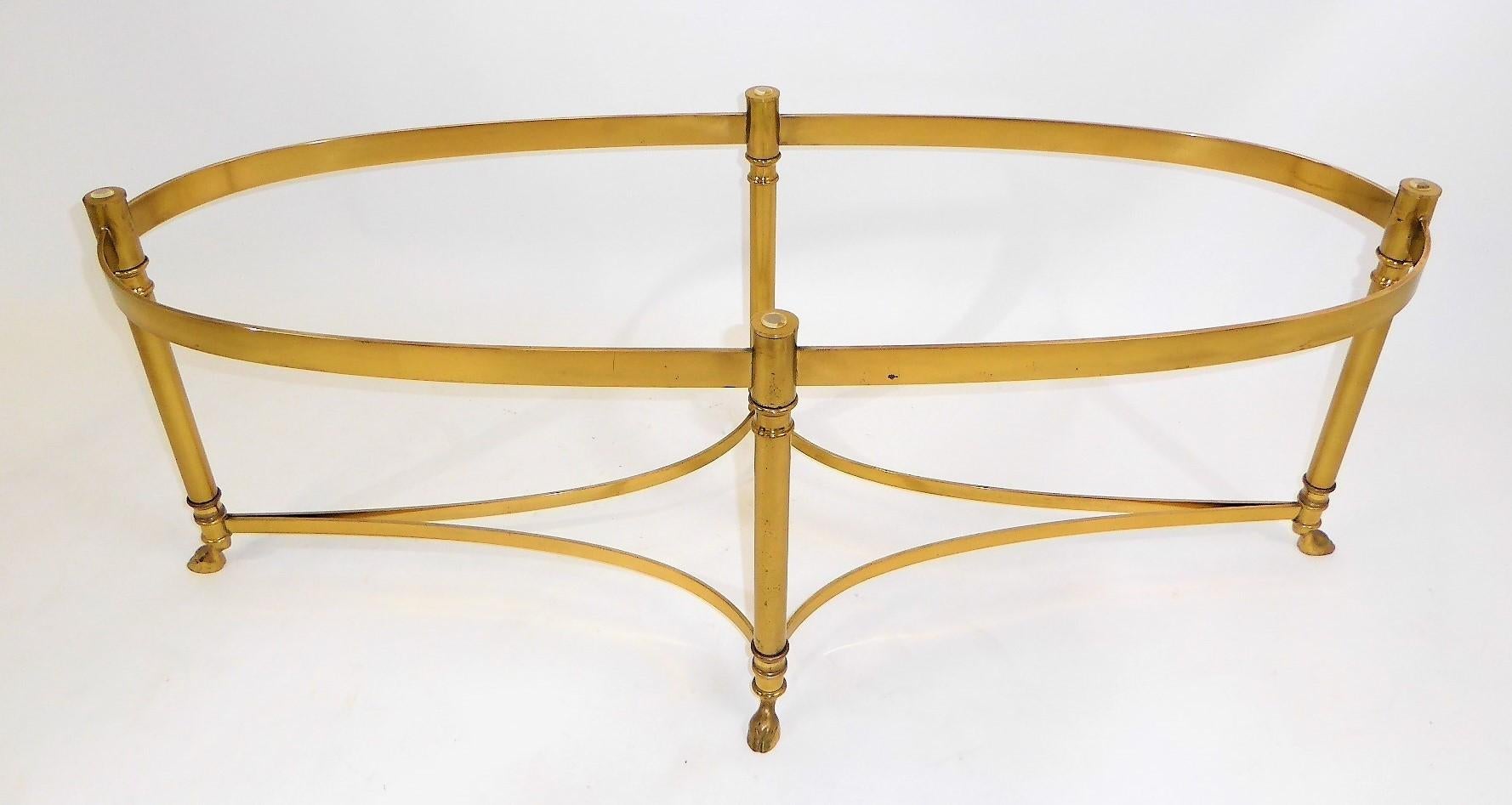 Classic 1970s Hollywood Regency Labarge Brass Hooved Foot Coffee Table 12