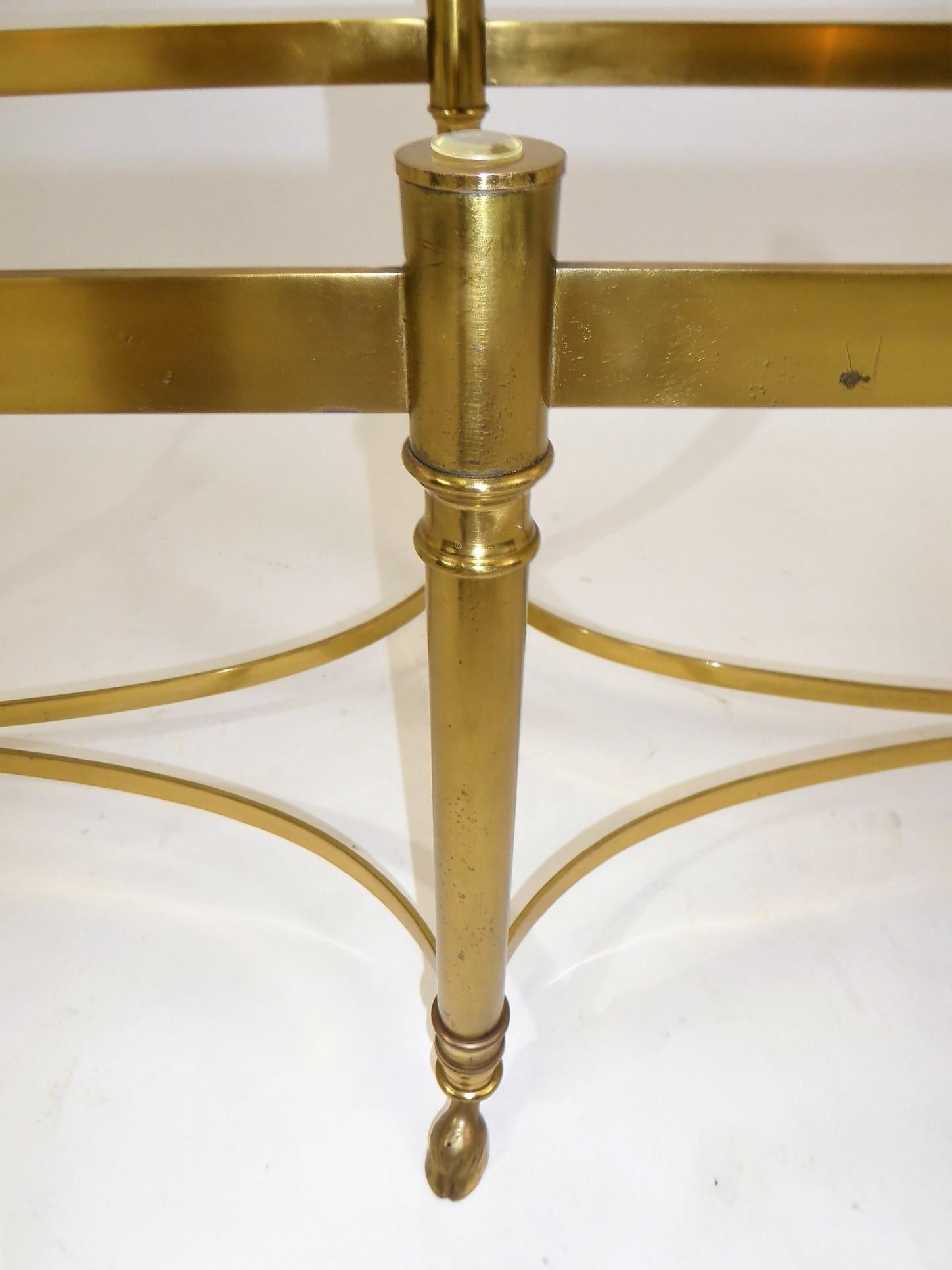 Classic 1970s Hollywood Regency Labarge Brass Hooved Foot Coffee Table 3