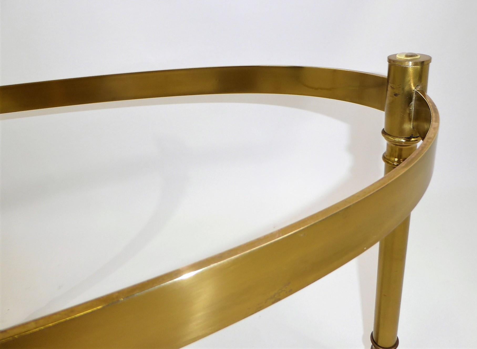 Classic 1970s Hollywood Regency Labarge Brass Hooved Foot Coffee Table 4