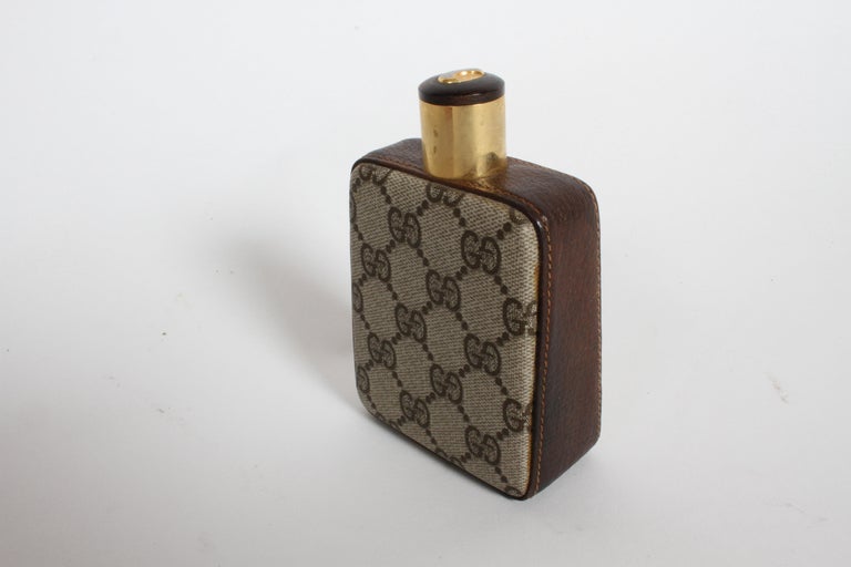 Brown Monogrammed Canvas Thermos Flask from Gucci, Italy, 1970s