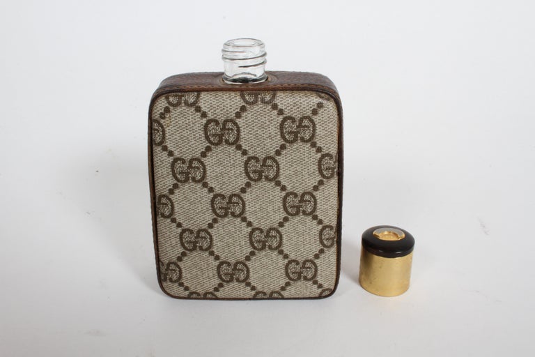 Classic 1980s Gucci Brown Double G Monogram Bar Flask, Rare at 1stDibs