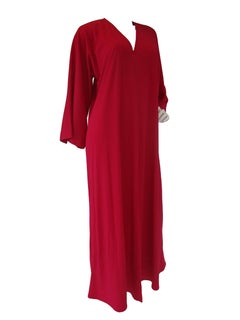 Classic 1980’s Halston Red Jersey Caftan / Maxi Dress