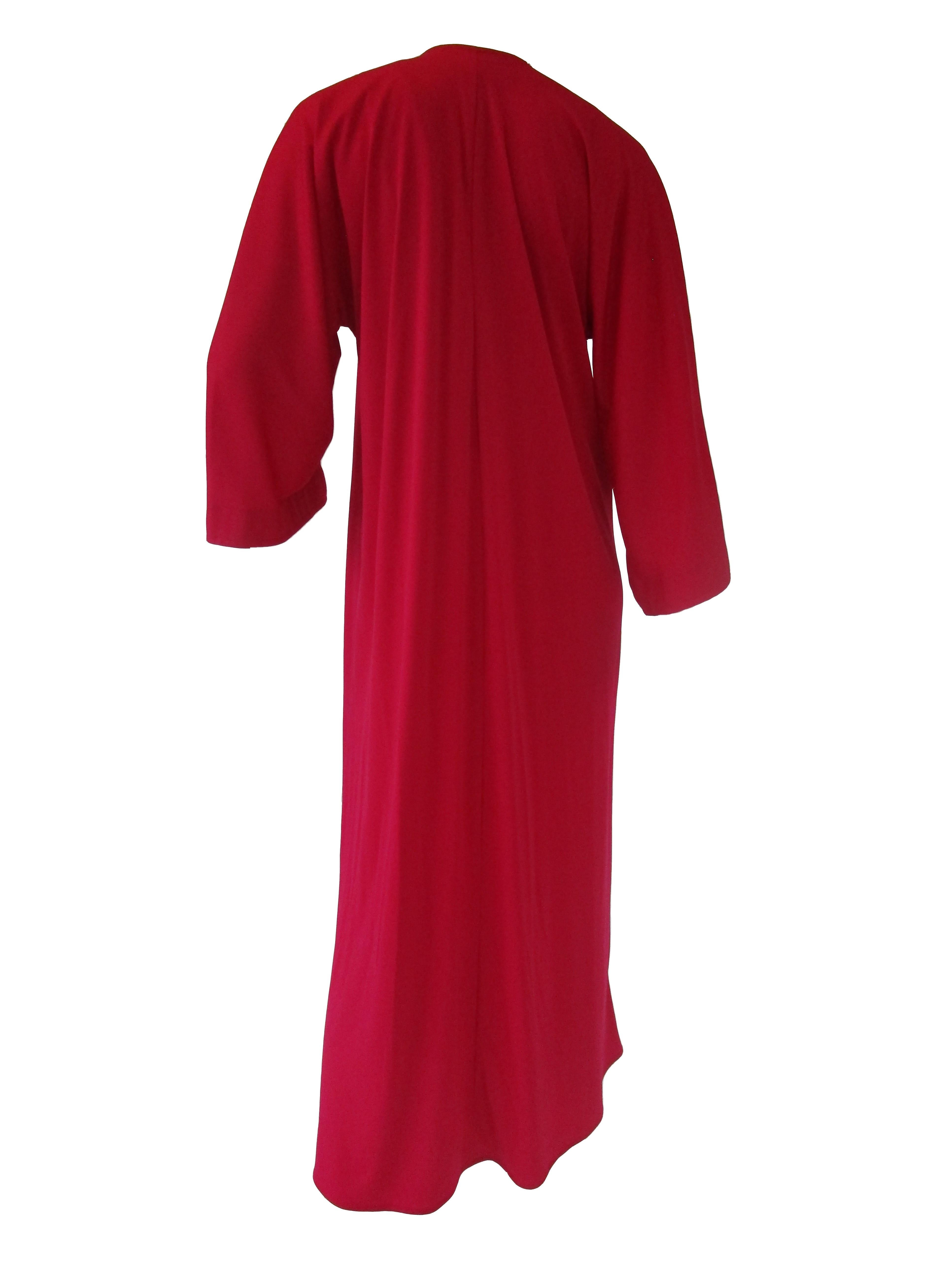 Women's Classic 1980’s Halston Red Jersey Caftan / Maxi Dress  For Sale