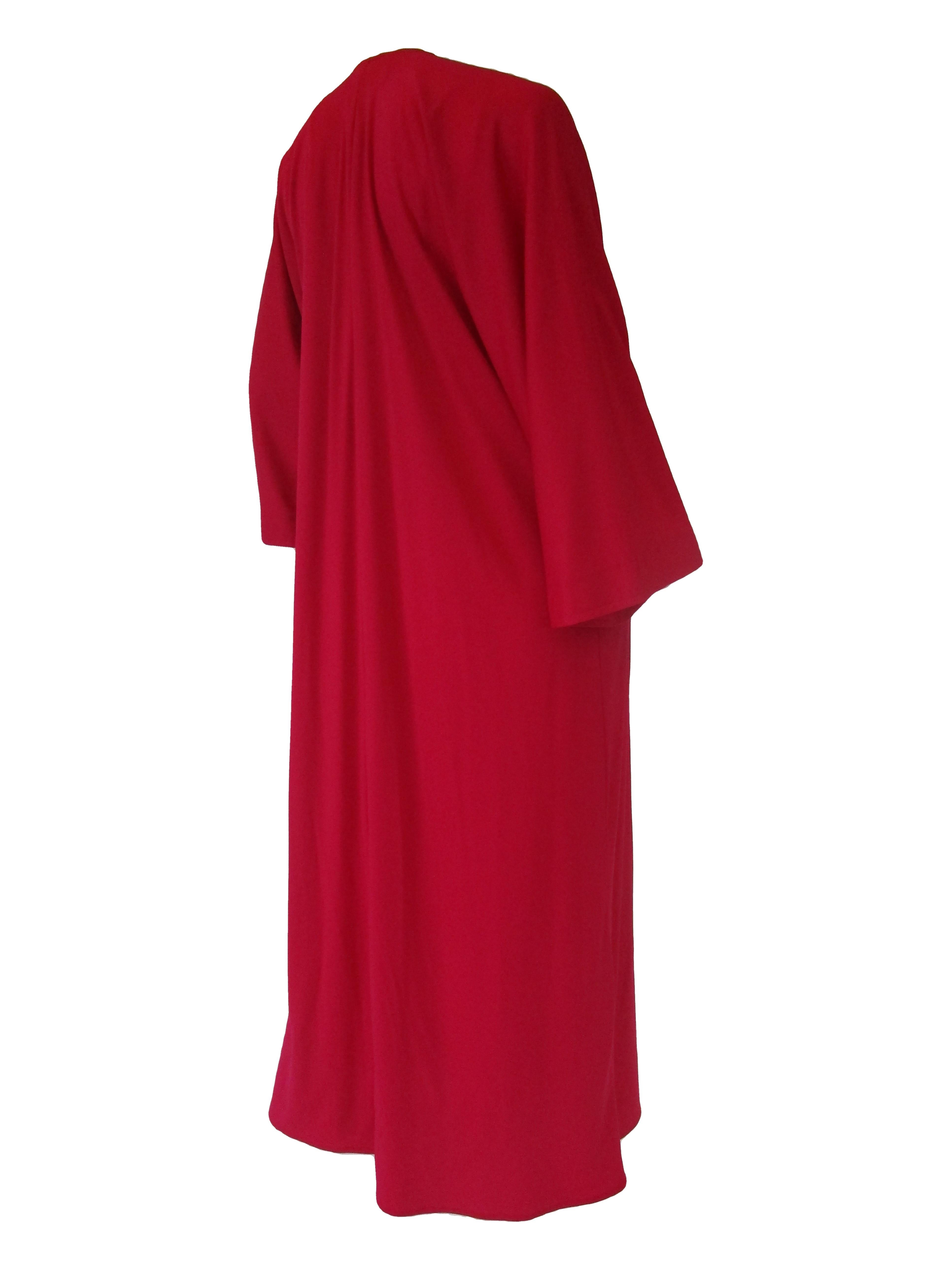 Classic 1980’s Halston Red Jersey Caftan / Maxi Dress  For Sale 2