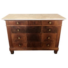 Classic 19th Century French Marble-Top Commode with Cloverleaf Key