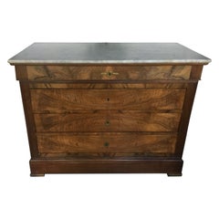 Classic 19th Century Louis Philippe Chest of Drawers with Marble Top