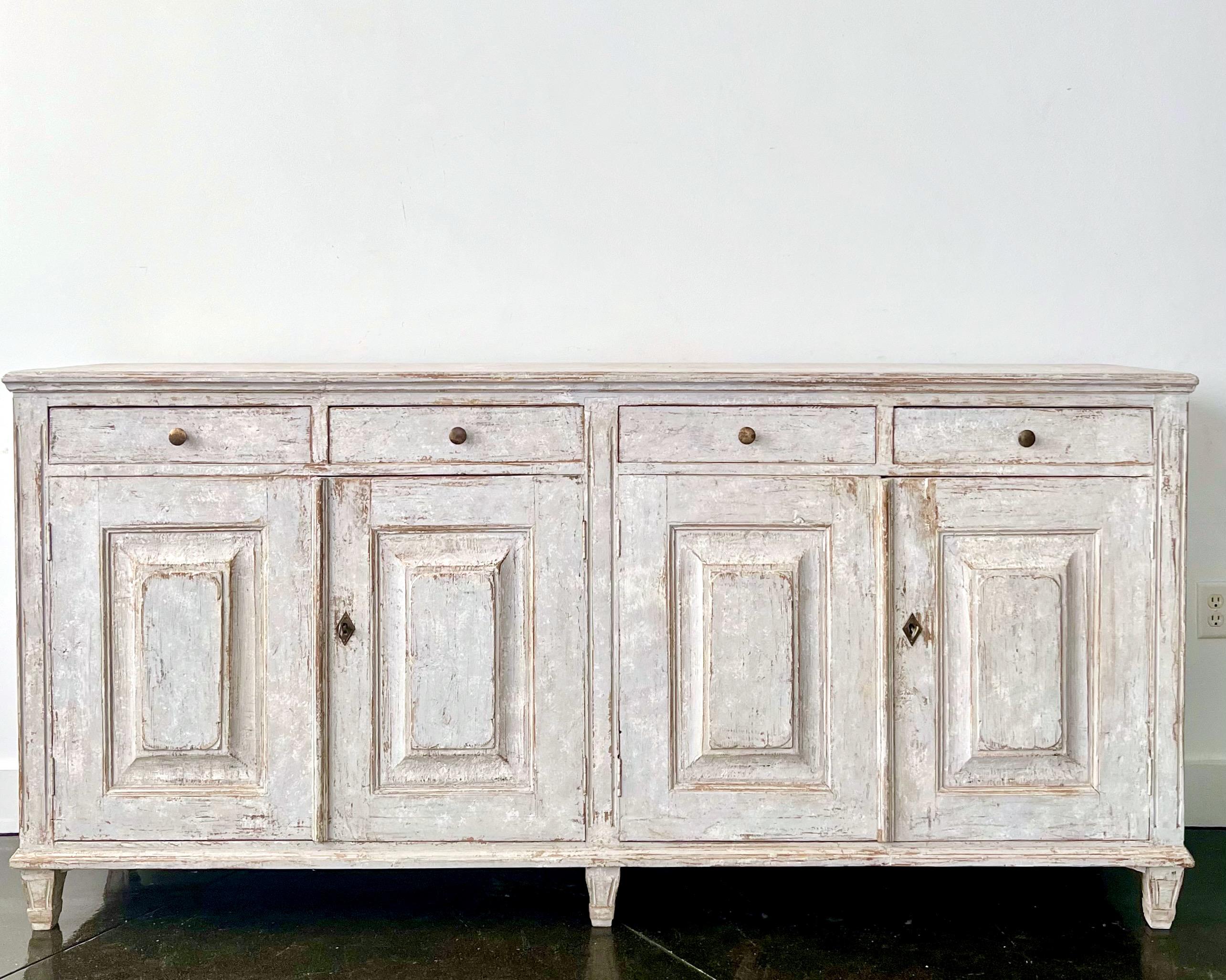 Hand-Carved Classic 19th century Swedish Long Sideboard