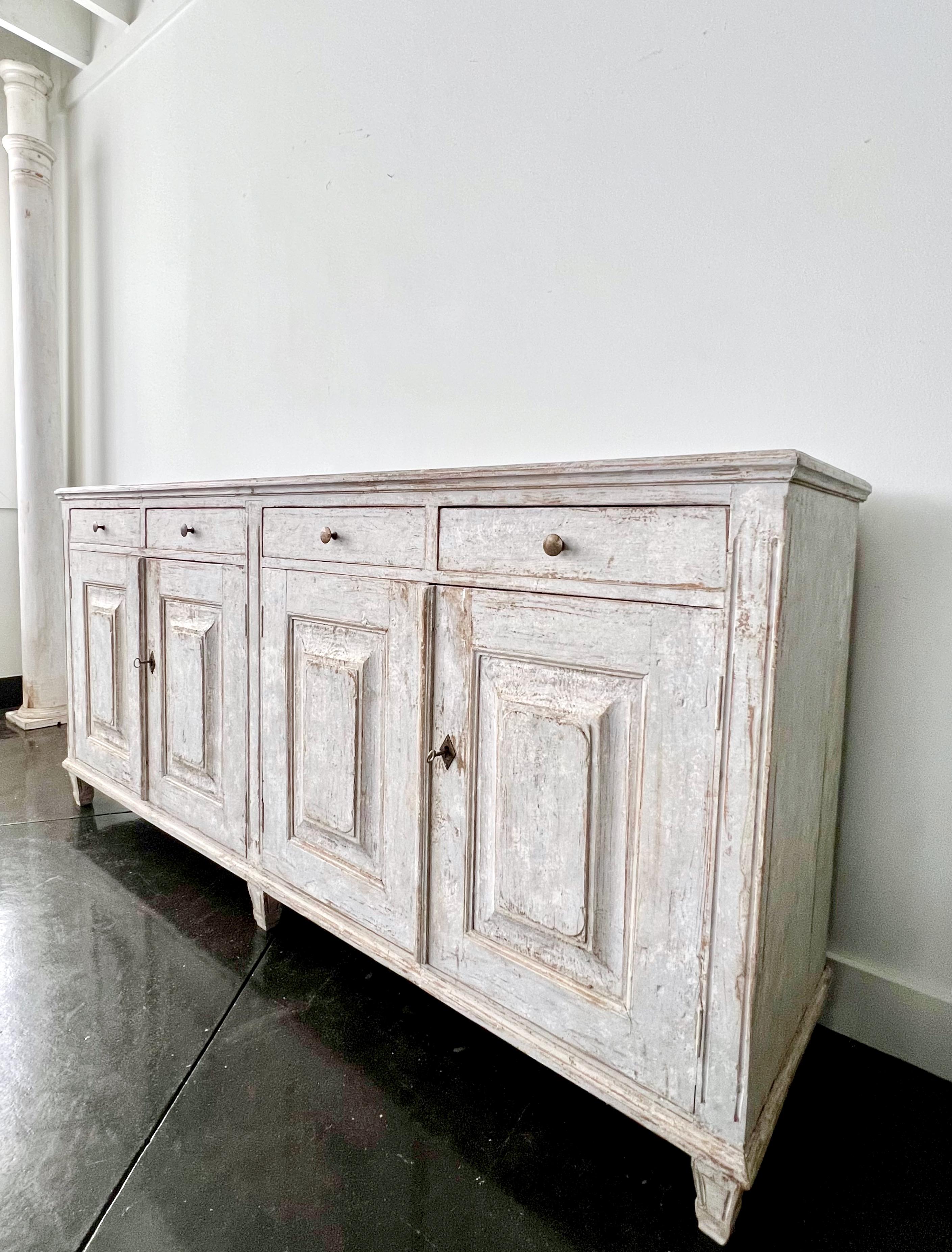 Classic 19th century Swedish Long Sideboard In Good Condition In Charleston, SC